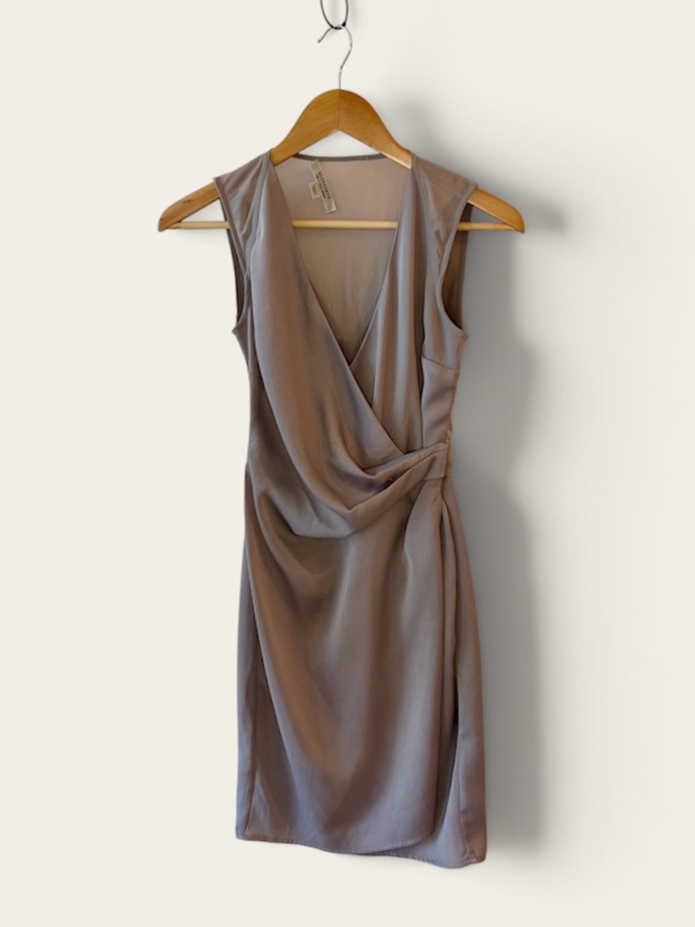 All Saints Draped Mini Anika Dress - Wrap V Neck Ruched Bodycon